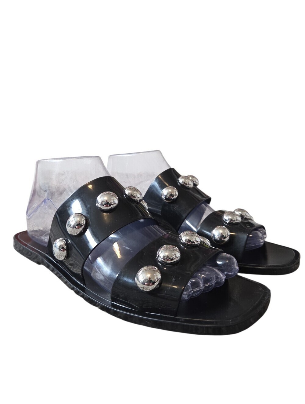 SCHUTZ Lizzie Studded Black Jelly Sandals 9